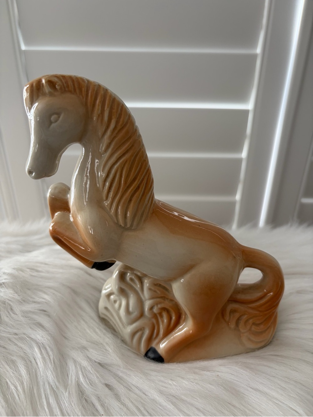 Vintage Ceramic Brown Horse Figurine - Decorative Home Art